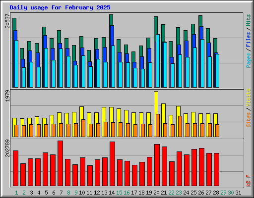 Daily usage for February 2025