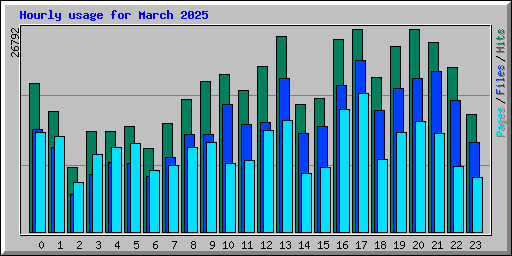 Hourly usage for March 2025